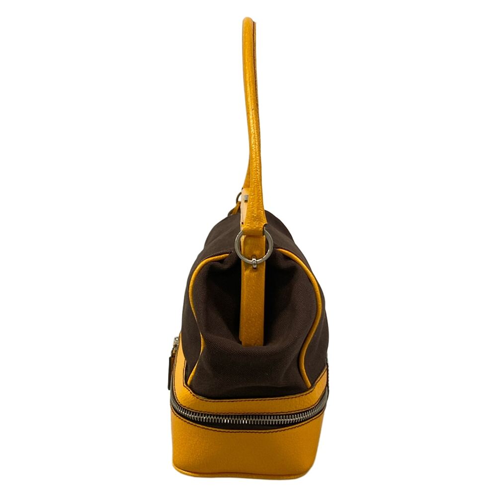 Prada Handbag B11172 Dark Brown Orange Canvas Leather - Picture 4 of 13